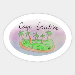 Caye Caulker watercolor Island travel, beach, sea and palm trees. Holidays and vacation, summer and relaxation Sticker